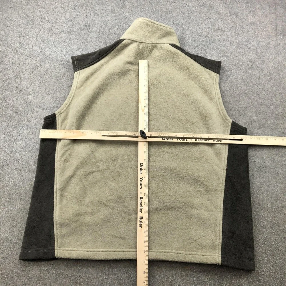 Columbia Vest Mens XL Beige Black Fleece Full Zip Sleeveless Outdoor Hiking - Picture 7 of 9